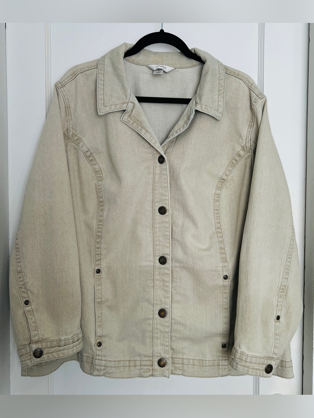 CJ Banks Denim Jean Jacket 3X Tan Beige Plus Size